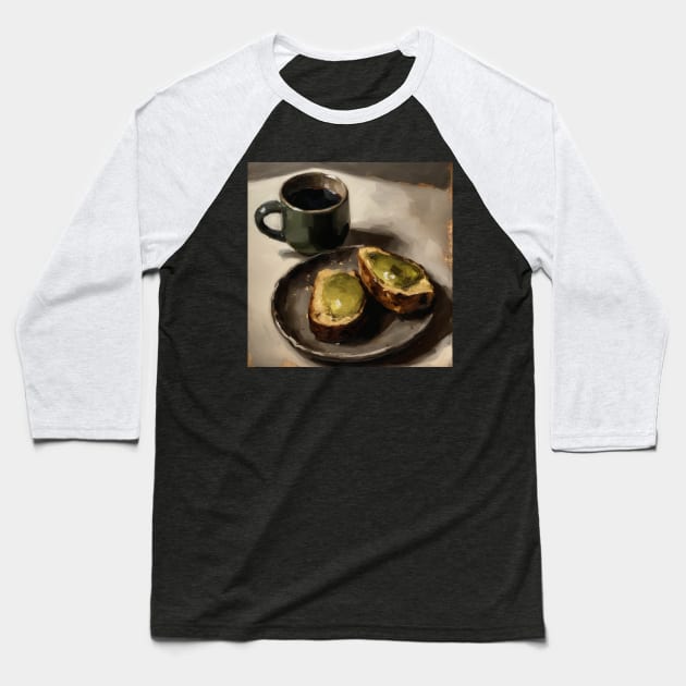 Avocado toast and coffee Baseball T-Shirt by summer-sun-art